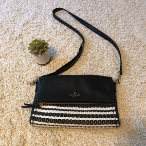 Kate Spade Black and White Striped Crossbody